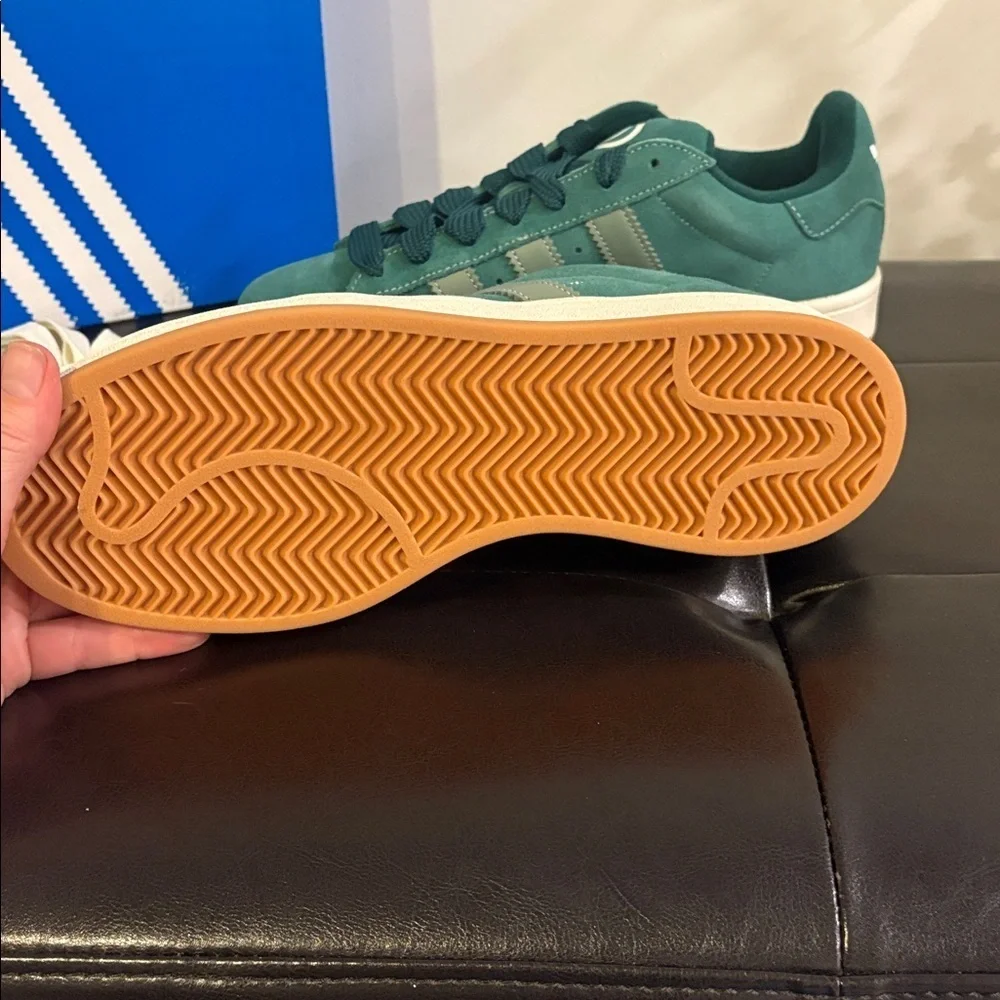 Adidas Campus Green and White Sneakers